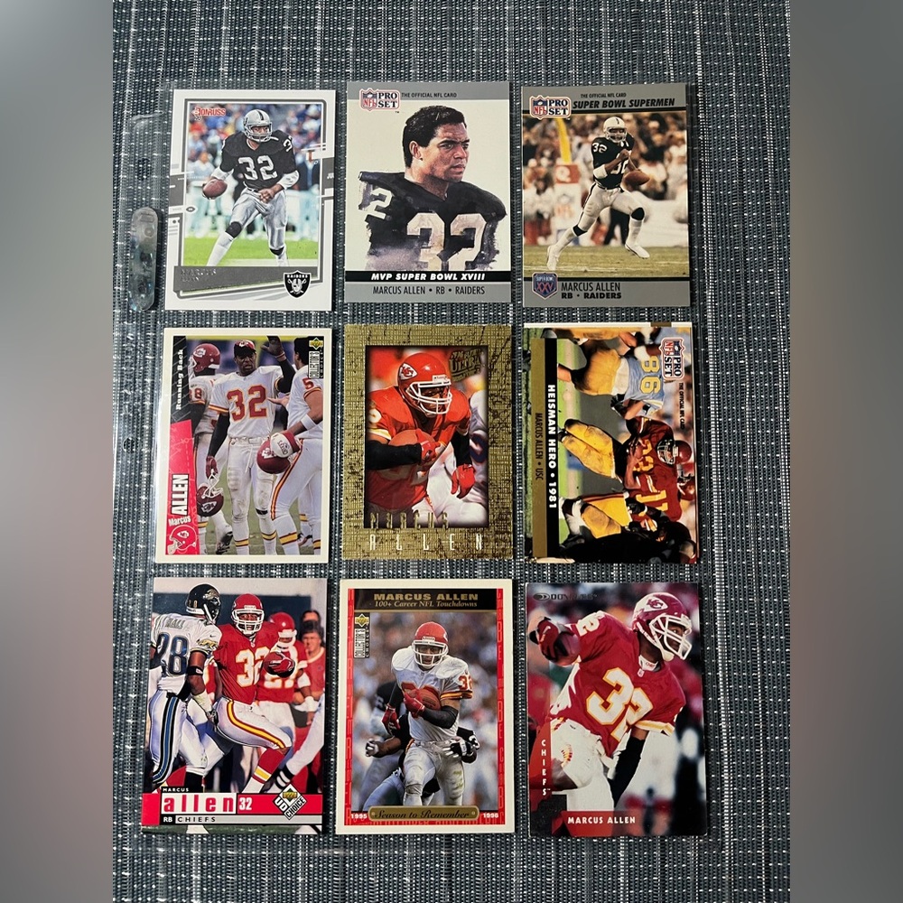 🏈 Marcus Allan NFL Football Sports Trading Cards - Collection of 9